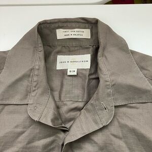 John W Nordstrom Men’s 16-34 100% Cotton Dress Shirt Long Sleeve Button Brown
